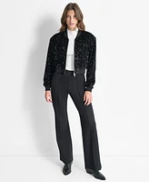 Dkny Women's Cropped Long-Sleeve Sequin Jacket