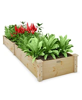 Sugift Wooden Raised Garden Bed Outdoor for Vegetables Flowers Fruit