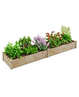 Sugift Wooden Raised Garden Bed Outdoor for Vegetables Flowers Fruit