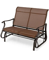 Sugift 2-Person Patio Glider Bench with High Back and Curved Armrests