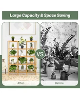 Multifunctional Bamboo Shelf Flower Plant Display Stand