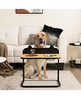 Inolait Dog Bowl Stand with 2 Stainless Steel Food Water Bowls