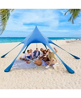 20 x 20 Feet Beach Canopy Tent with UPF50+ Sun Protection and Shovel-Blue