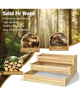 3-Tier Raised Garden Bed Wood Planter Kit for Flower Vegetable Herb