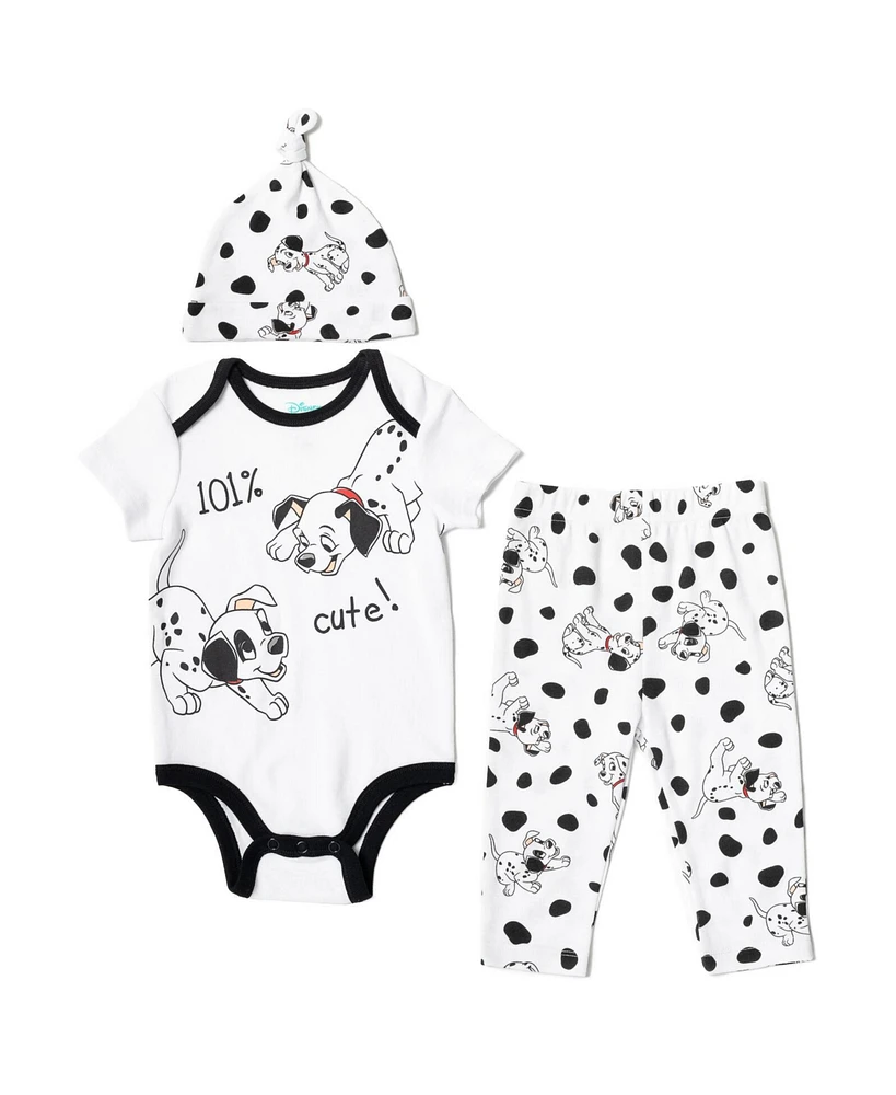 Disney Baby Boys The Aristocats 101 Dalmations Bambi Patch Dumbo Bodysuit Pants & Hat 3 Piece Outfit Set Newborn to