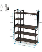 Tribesigns Bakers Rack with Storage for Kitchen 43 Inch Wide Large Racks Shelves, 5-Tier Tall Utility Shelves Organizers and 10 Hooks