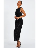 Quiz Women's Round Neck Sleeveless Sequin Maxi Dress