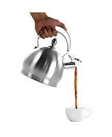 MegaChef 2.8 Quart Round Stovetop Whistling Kettle in Brushed Silver