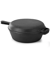 MegaChef 10.5 Inch 2-in-1 Pre-Seasoned Cast Iron Skillet and Fry Pan Set