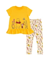 Disney Toddler Girls Winnie the Pooh Peplum T-Shirt and Leggings Outfit Set Newborn to (0-3 Months - 5T)