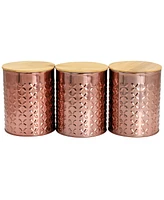 MegaChef 3 Piece Golden Kitchen Canister Set with Bamboo Lids in Rose Gold