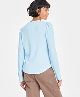 On 34th Women's Crewneck Waffle-Knit Top, Created for Macy's