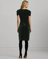 Lauren Ralph Women's Pleated Velvet Cocktail Dress