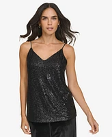 Calvin Klein Petite V-Neck Sleeveless Sequin Tank Top