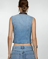 Mango Women's Pockets Detail Denim Vest