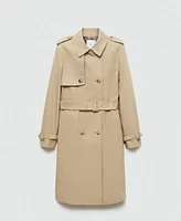 Mango Women's Belt Detail Classic Trench Coat