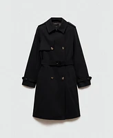 Mango Women's Belt Detail Classic Trench Coat