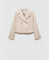 Mango Women's Lapels Detail Cropped Trench Coat