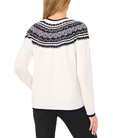 CeCe Women's Fair Isle Crewneck Sweater