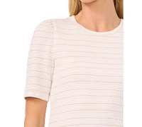 CeCe Women's Metallic Striped Top