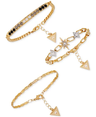 Guess 3-Pc. Set Crystal Link Bracelets