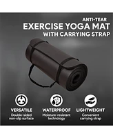 BalanceFrom Fitness GoYoga 71x24in Anti Tear Exercise Yoga Mat with Strap, Black