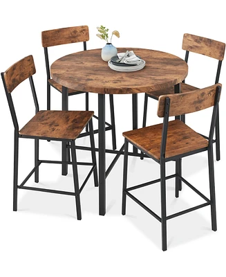 Best Choice Products 5-Piece Modern Round Counter Height Dining Set w/ 4 Chairs, 1.5in Thick Table