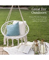 Best Choice Products Handwoven Cotton Macrame Hammock Hanging Chair Swing for Indoor & Outdoor Use w/ Backrest