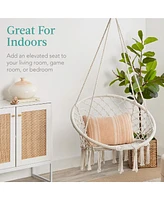 Best Choice Products Handwoven Cotton Macrame Hammock Hanging Chair Swing for Indoor & Outdoor Use w/ Backrest