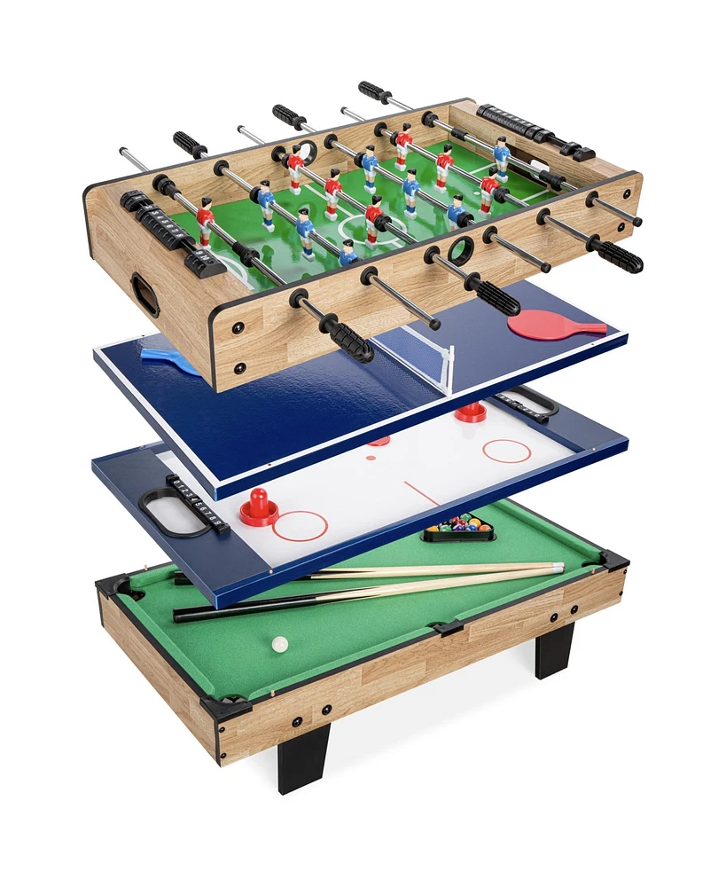 Best Choice Products 4-in-1 Multi Game Table, Childrens Arcade Set w/ Pool Billiards, Air Hockey, Foosball