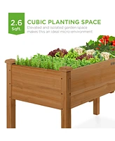 Best Choice Products 34x18x30in Raised Garden Bed, Elevated Wood Planter Box for Kids, Patio w/ Bed Liner - Gray