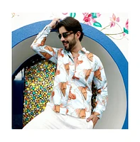 Men's Sienna Brown & Light Blue Marble Shirt