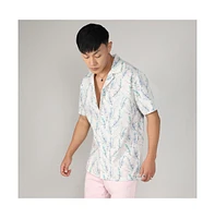 Men's Ivory White & Icy Blue Flora Tint Shirt