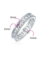 Bling Jewelry Rainbow Emerald Cut Cz Eternity Band Ring Silver