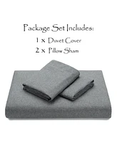 Chanasya Premium Faux Linen Bedding Duvet Cover -Piece Soft Luxury Set