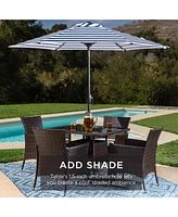 Best Choice Products 5-Piece Indoor Outdoor Wicker Patio Dining Table Furniture Set w/ Umbrella Cutout, 4 Chairs