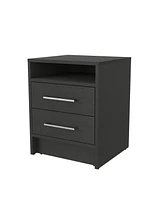 Fm Furniture Eastover Nightstand 2.0 in melamine with two drawers,black