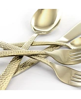 MegaChef Baily 20 Piece Flatware Utensil Set, Stainless Steel Silverware Metal Service for 4 in Light Gold
