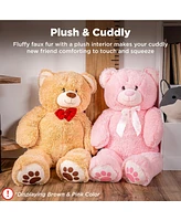 Best Choice Products 35in Giant Soft Plush Teddy Bear Stuffed Animal Toy w/ Bow Tie, Footprints