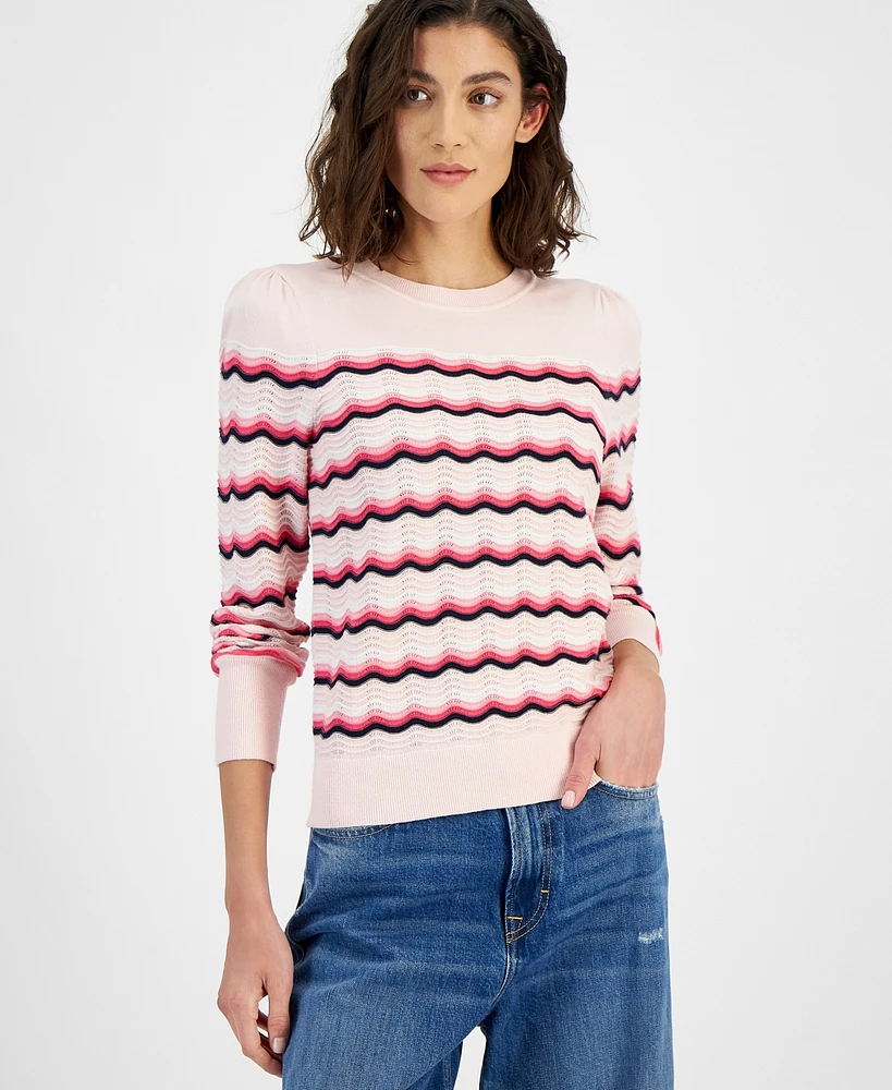 Tommy Hilfiger Women's Scallop Stripe Cotton Sweater