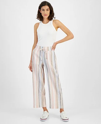 Tommy Hilfiger Women's High-Rise Striped Crop Pants