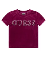 Guess Big Girls Short-Sleeve Rhinestone-Embellished Velour T-Shirt