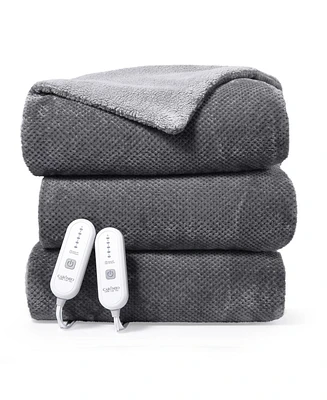 Caromio King Flannel Sherpa Electric Heated Blanket with Dual Control, 100" x 90"