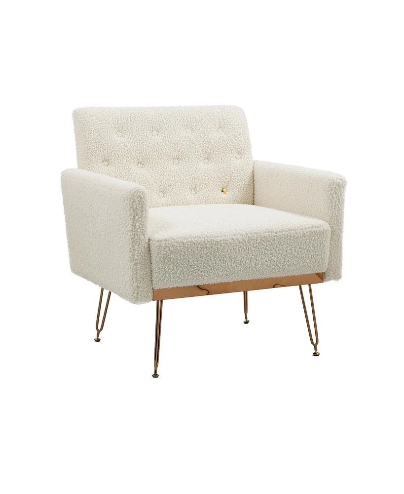 Mondawe Mustard Yellow Velvet Armchair Single Sofa Modern Tufted Upholstered Side Reading Chairs