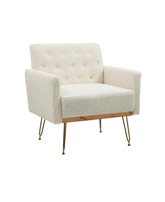 Mondawe Mustard Yellow Velvet Armchair Single Sofa Modern Tufted Upholstered Side Reading Chairs