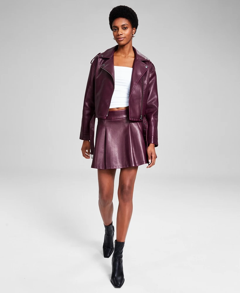 And Now This Women's Faux Leather Long Sleeve Moto Jacket, Created for Macy's