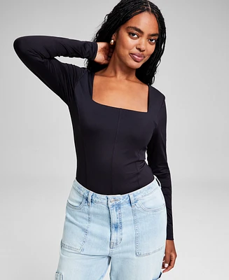 And Now This Women's Square-Neck Seamfront Long-Sleeve Bodysuit, Created for Macy's