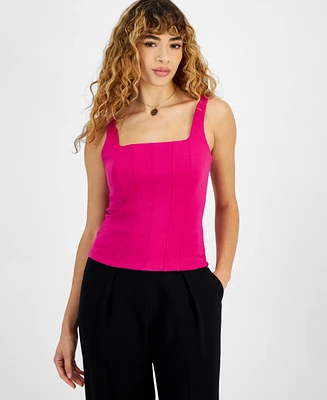 Bar Iii Women's Compression Square-Neck Tank Top, Created for Macy's