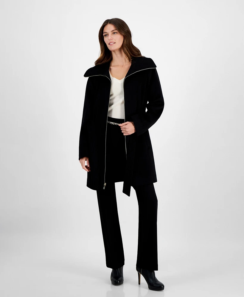 Michael Kors Petite Belted Zip-Front Coat, Created for Macy's