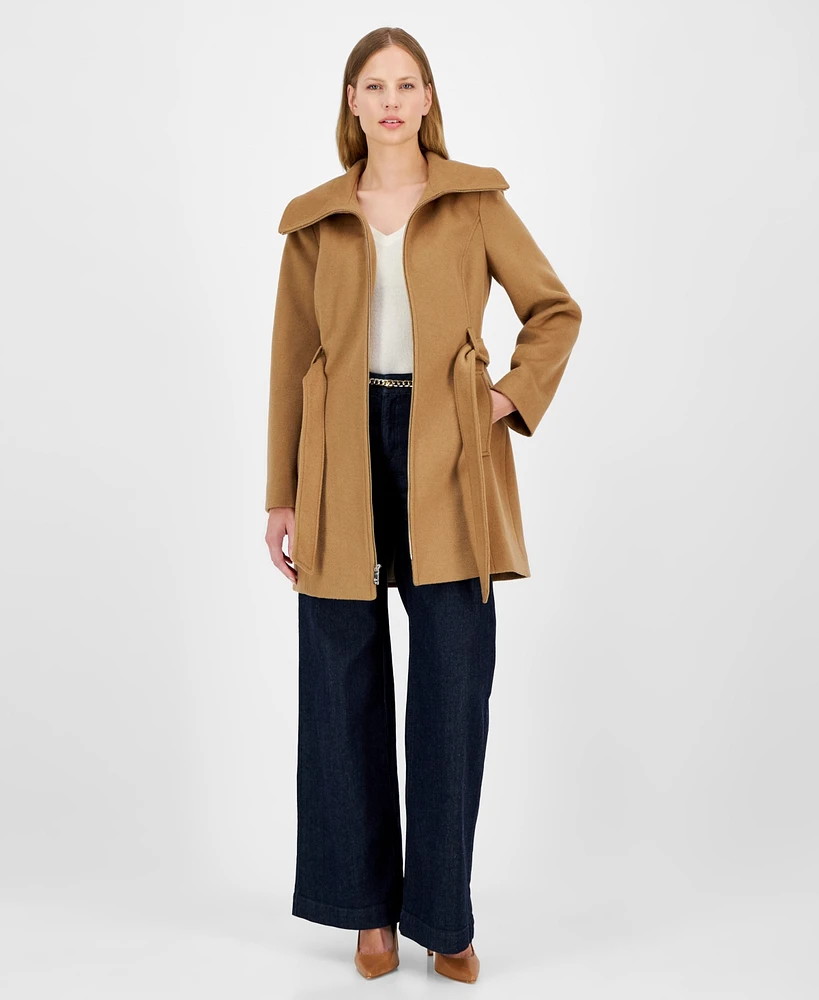 Michael Kors Petite Belted Zip-Front Coat, Created for Macy's